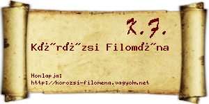 Körözsi Filoména névjegykártya